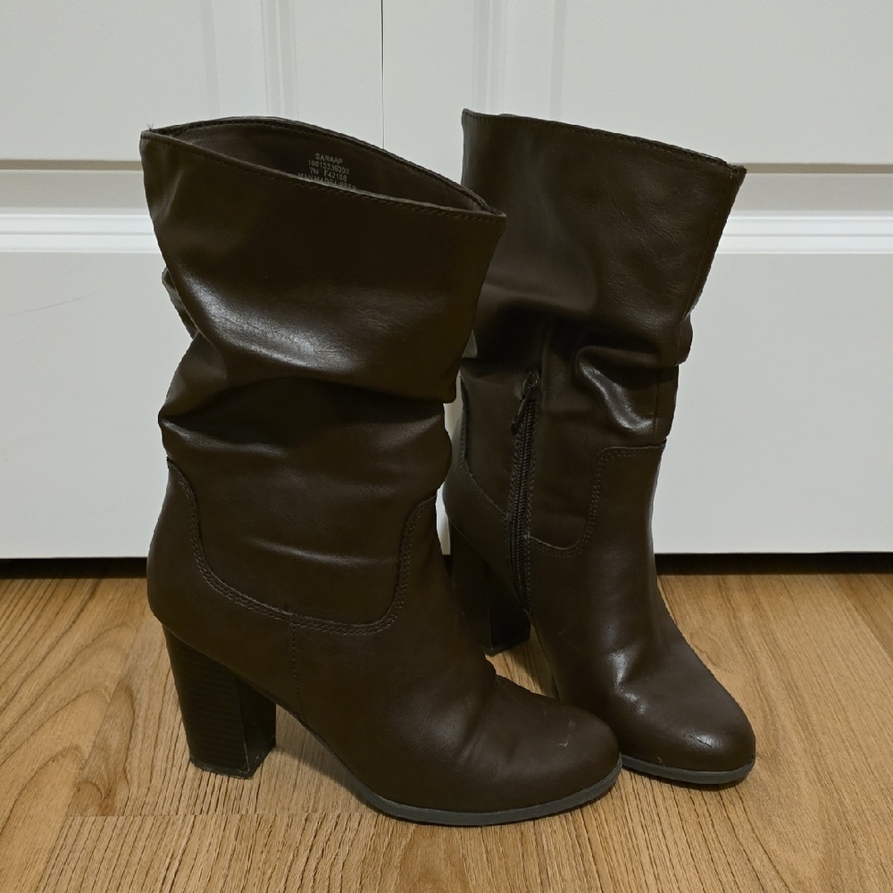 Style & Co. Dark Brown Slouchy Mid-Calf Heeled Boots